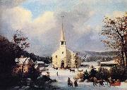 George Henry Durrie Going to Church Germany oil painting artist